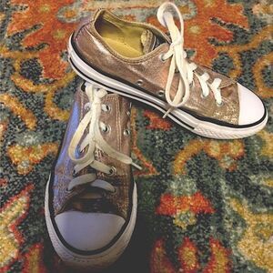 CONVERSE Metallic Light Bronze All Star Low Top Sneaker Unisex Youth Size 1